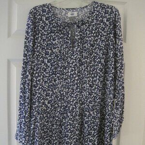OLD NAVY NAVY BLUE DITSY FLORAL PINTUCK DRESS LARGE DRESS NEW $44.99